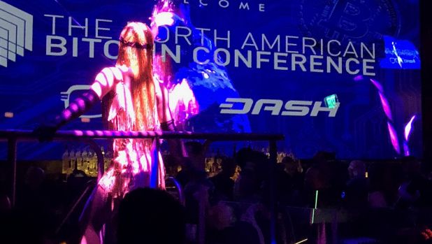 ‘This is where the boys roll’: Bitcoin conference ends in huge strip club