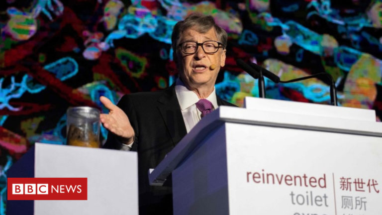 Bill Gates brandishes poo to showcase reinvented toilet tech – BBC News