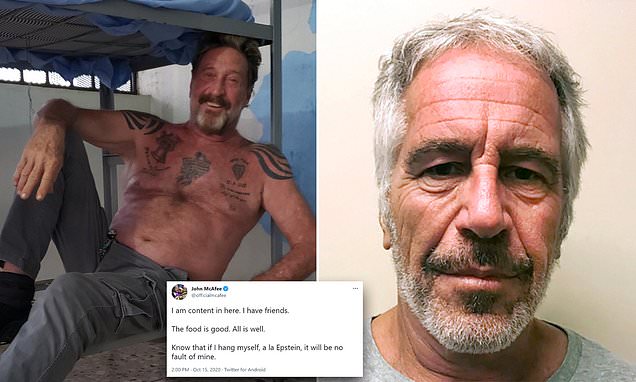John McAfee death sparks conspiracy theories after he said he’d never take his life ‘a la Epstein’ | Daily Mail Online