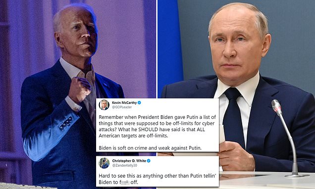 Critics tell Biden to keep his vow to get tough on Putin after 1 MILLION were hit in REvil hack | Daily Mail Online