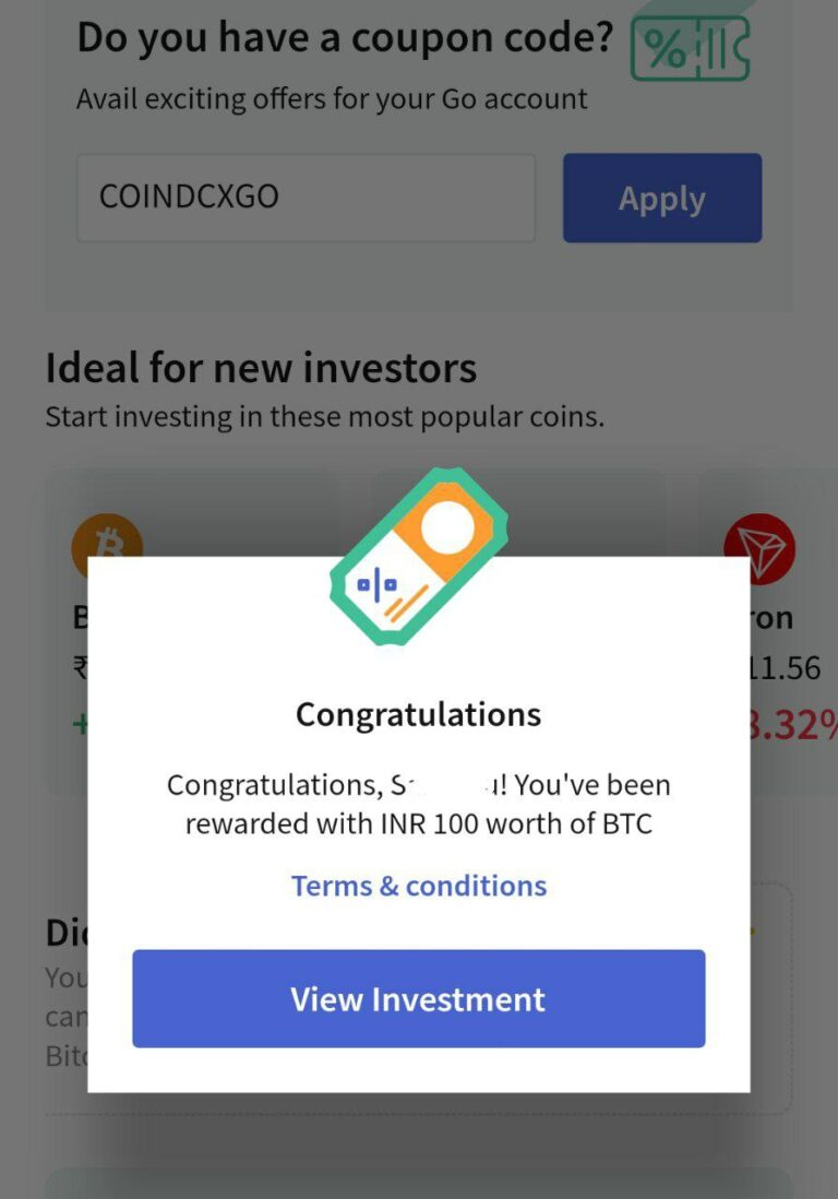 CoinDCX Go Coupon Code – Earn ₹100 Worth Free Bitcoin On Sign Up | No KYC