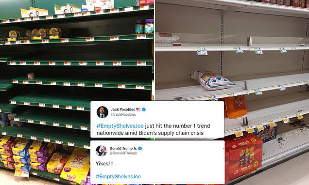 Biden is ridiculed online as #EmptyShelvesJoe as frustrated shoppers complain about shortages