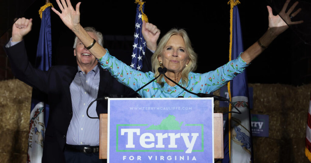 Jill Biden campaigns for Terry McAuliffe in Virginia amid tight race