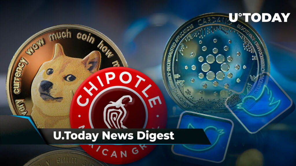 DOGE “Takes Over” Chipotle, SEC Fails to Revoke XRP Holders’ Amici Status, Cardano Loses Popularity on Twitter: Crypto News Digest by U.Today