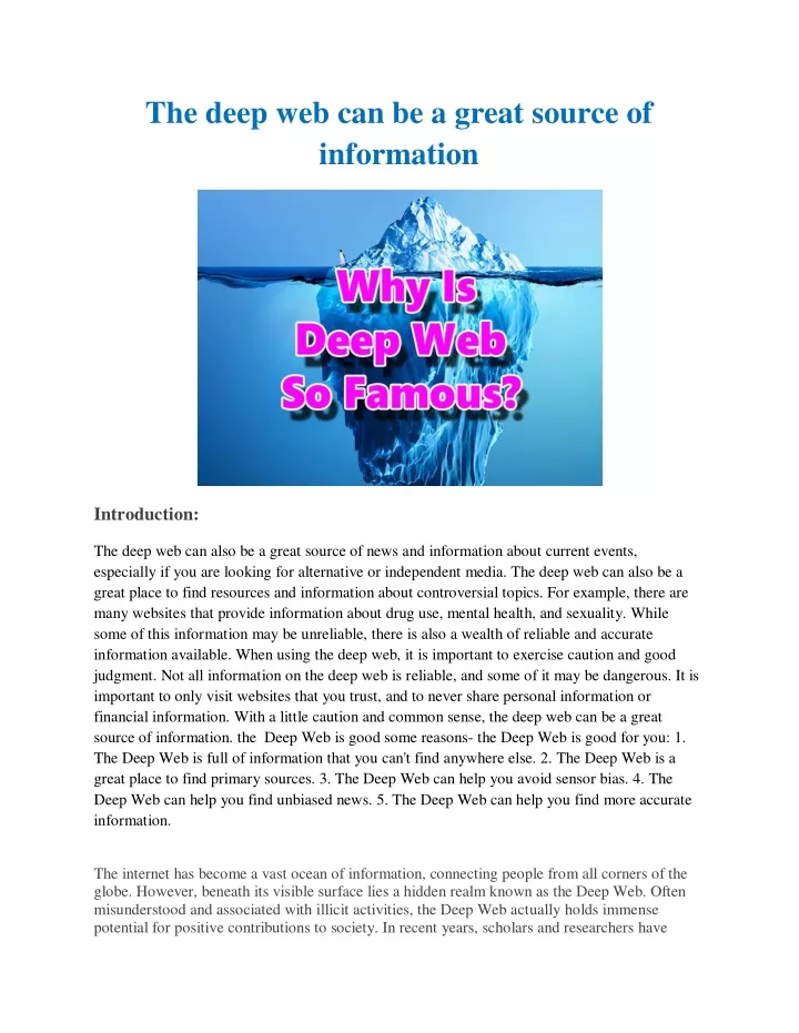 PPT – The Deep Web, it’s important to use a reputable search engine PowerPoint Presentation – ID:12411283