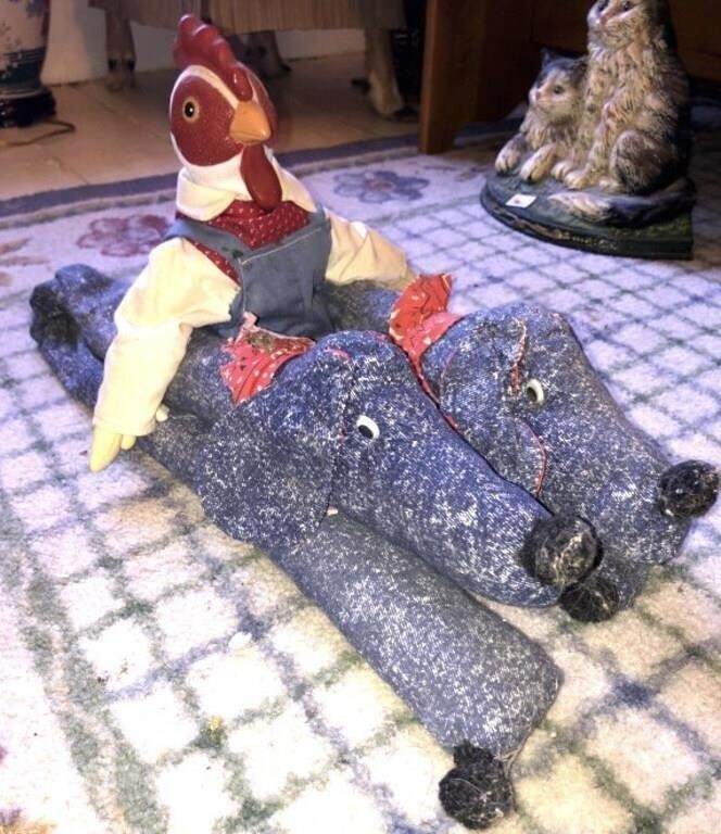 2 Dog Door Draft Guards and Plush Rooster Figurine | Live and Online Auctions on HiBid.com
